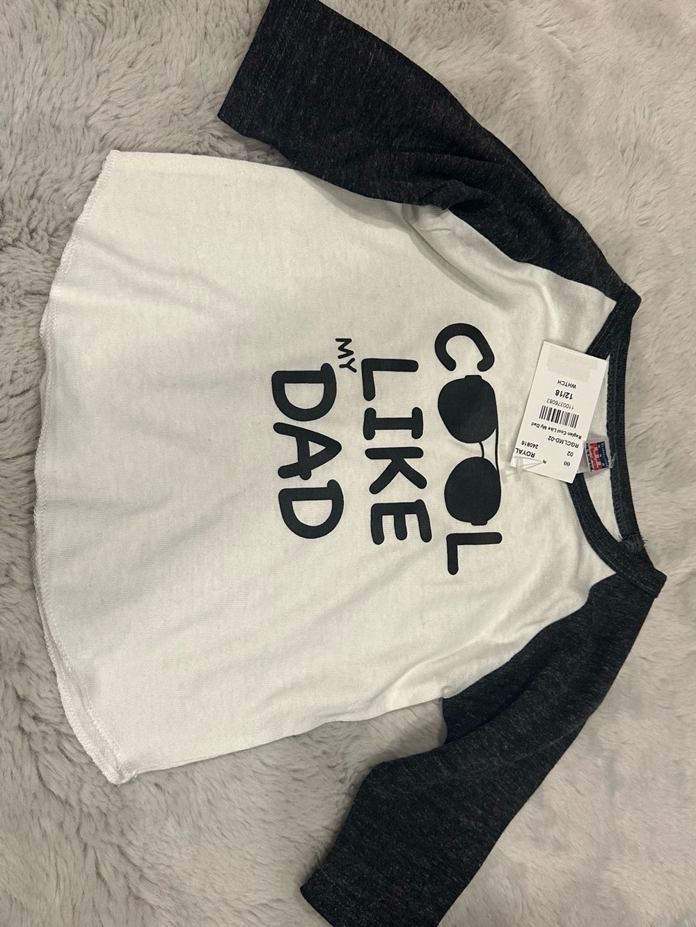 12-18m 'Cool Like My Dad' Raglan Tee - White & Black